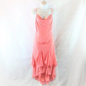 Lenovia Cascading Ruffle Backless Chiffon Dress